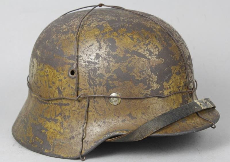 WW2 German M40 Wire Camouflage 'Tunisia' Helmet Named To A Waffenmeister — image 3