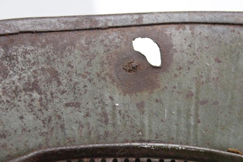 WW1 German Camouflage Helmet With Severe Battle Damage — image 11