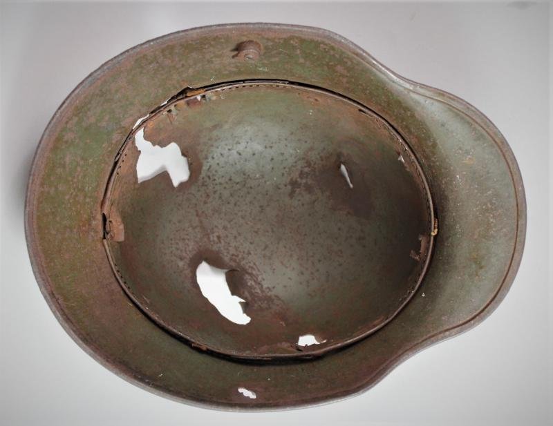 WW1 German Camouflage Helmet With Severe Battle Damage — image 7