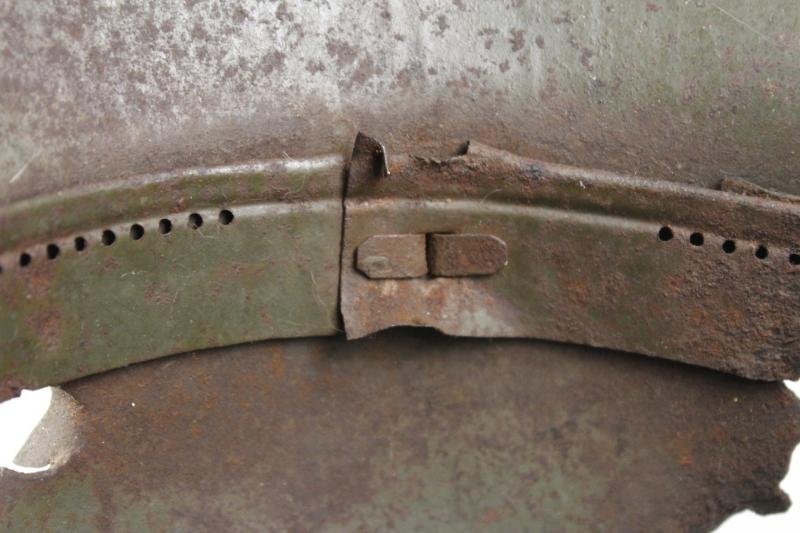 WW1 German Camouflage Helmet With Severe Battle Damage — image 9