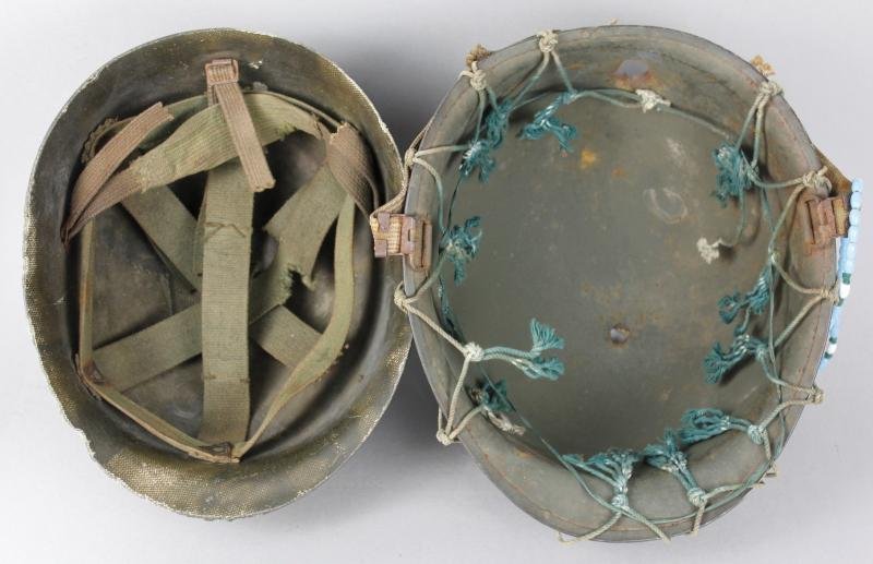 Bullet Holed ( Entry & Exit ) 1982 Falklands War Argentinian Netted Camouflage Helmet — image 7