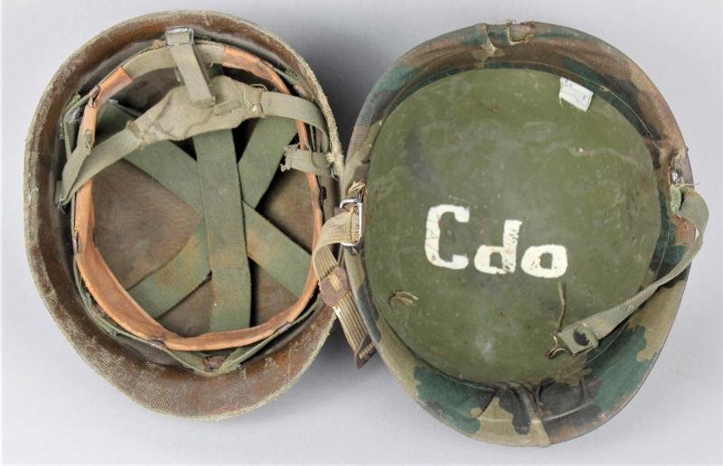 Named Falklands War 1982 Argentinian Marine Infantry Helmet With Camouflage 'ARA' Cover — image 7