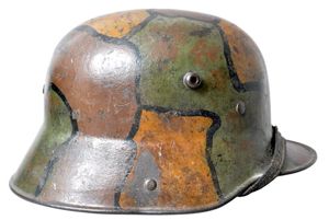 WW1 German Battle Damaged Camouflage M16 Helmet