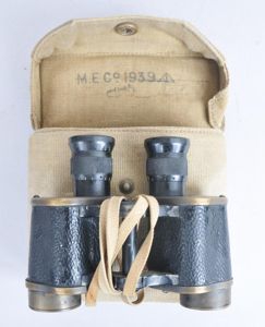 WW2 British X6 Binoculars & 1939 Dated Webbing Case