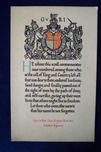 WW1 British Yorkshire Regiment Officer, Military Cross KIA Death Scroll