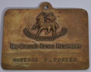 WW1/WW2 British Queens Regiment Bed Plate .