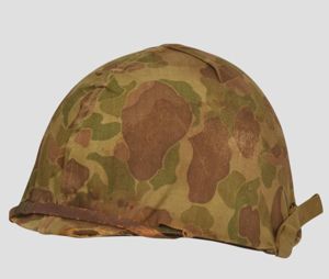 WW2 USMC Helmet With 1st Type Camouflage Cover .