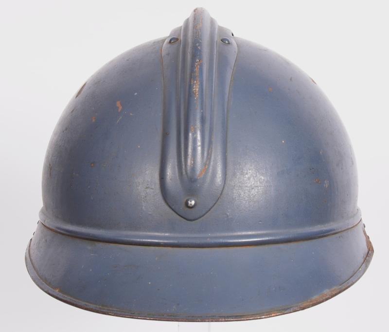 WW1 French M15 Artillery Adrian Helmet - Early Horizon Blue Paint — image 4
