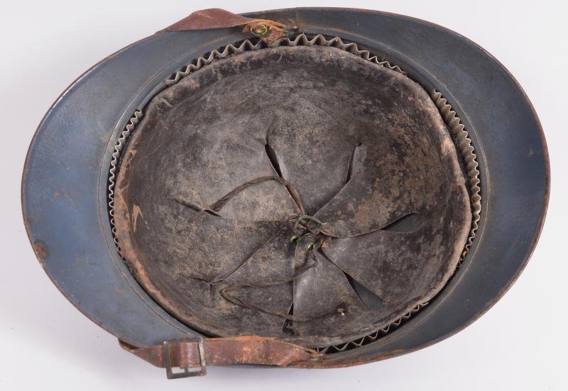 WW1 French M15 Artillery Adrian Helmet - Early Horizon Blue Paint — image 7