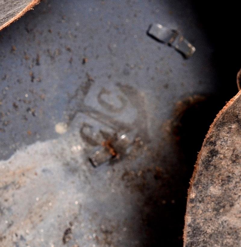 WW1 French M15 Artillery Adrian Helmet - Early Horizon Blue Paint — image 9