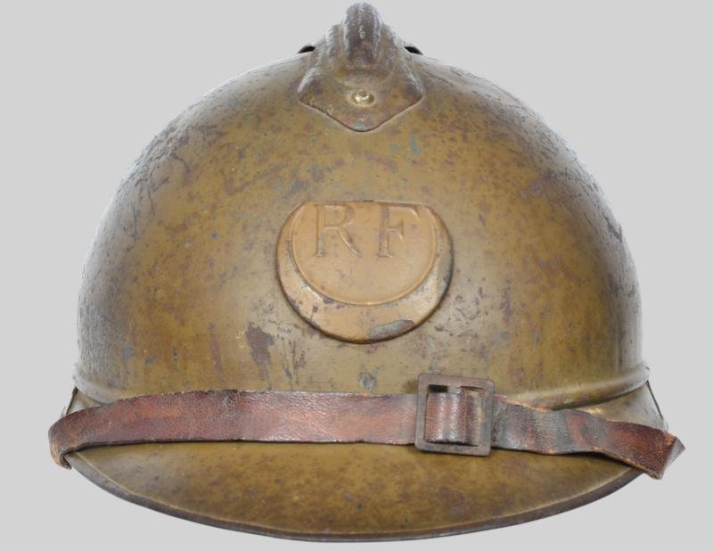 WW1 French 'Textbook' Mustard Coloured Zouve Adrian Helmet — image 3