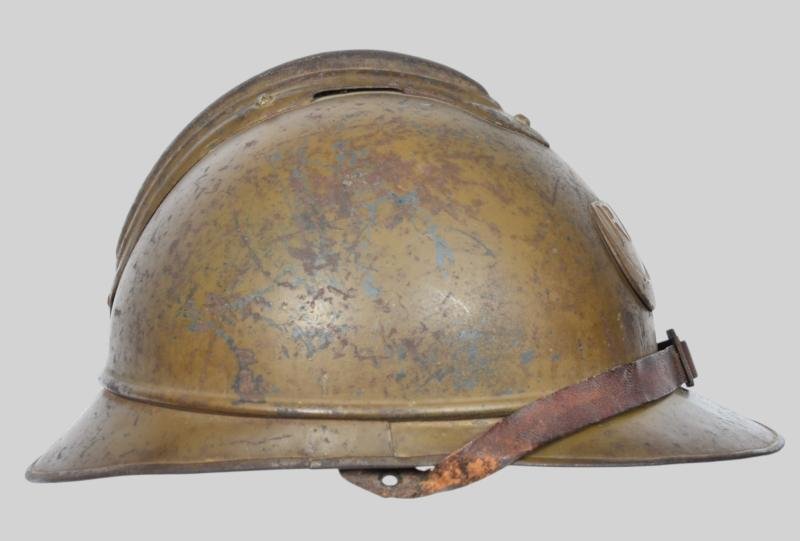 WW1 French 'Textbook' Mustard Coloured Zouve Adrian Helmet — image 6
