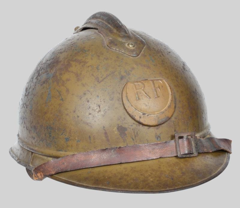 WW1 French 'Textbook' Mustard Coloured Zouve Adrian Helmet — image 7