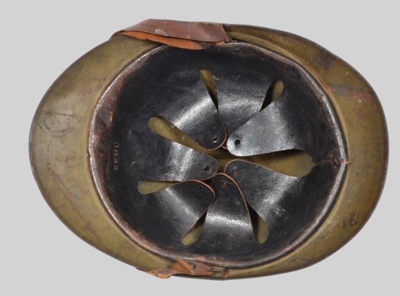 WW1 French 'Textbook' Mustard Coloured Zouve Adrian Helmet — image 8