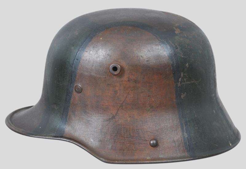 WW1 German Named Post Home M17 Camouflage Helmet With Postage Stamps To Crown — image 2