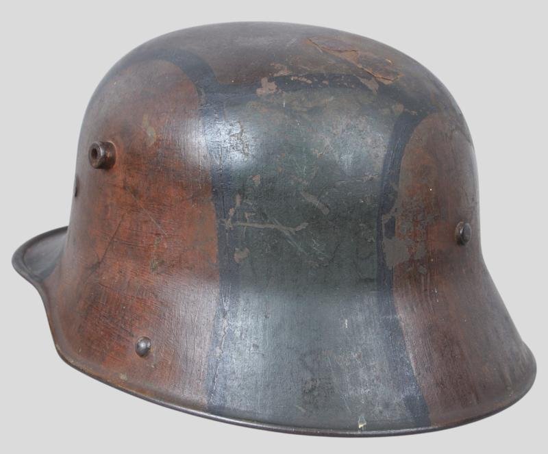 WW1 German Named Post Home M17 Camouflage Helmet With Postage Stamps To Crown — image 3