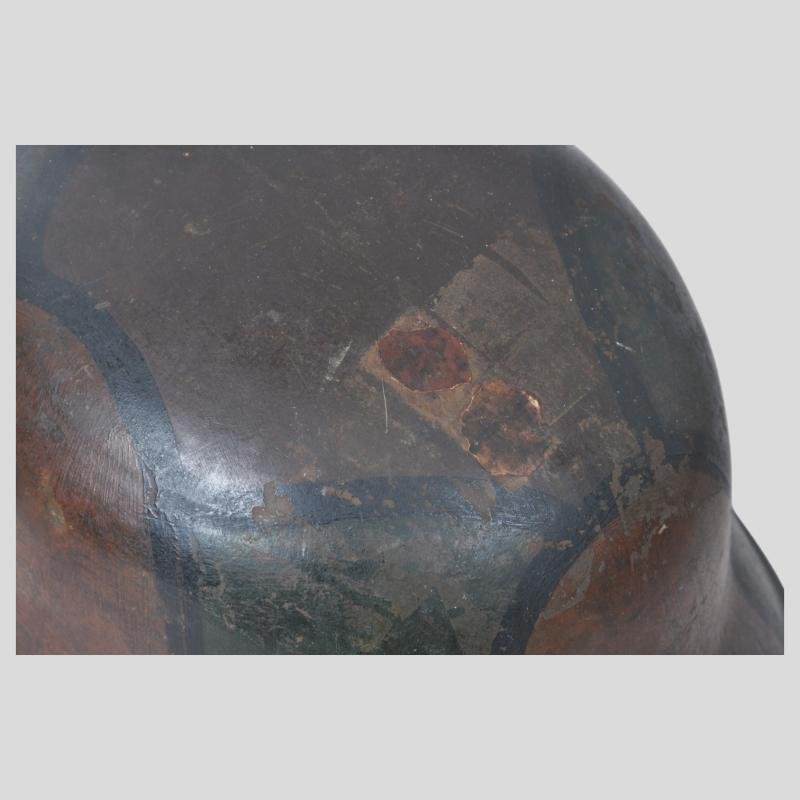WW1 German Named Post Home M17 Camouflage Helmet With Postage Stamps To Crown — image 4