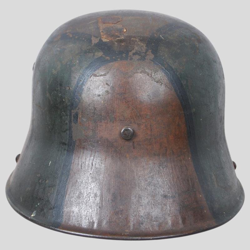 WW1 German Named Post Home M17 Camouflage Helmet With Postage Stamps To Crown — image 5