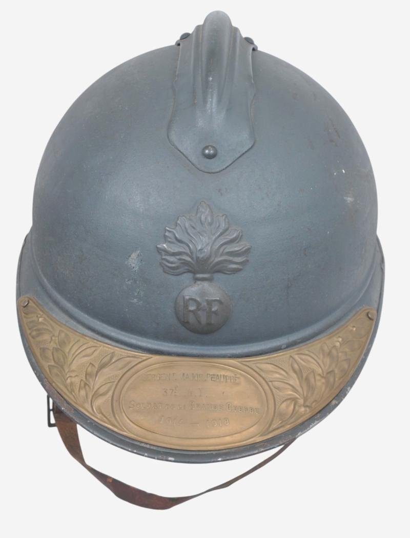 WW1 French Souvenir Adrian Helmet - Named To Sergeant Major 37th Infantry Regiment — image 4