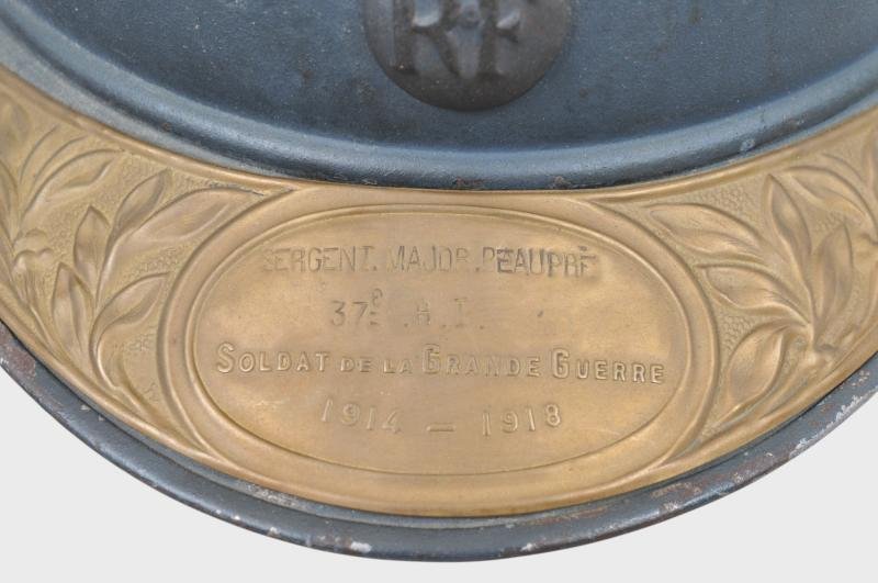 WW1 French Souvenir Adrian Helmet - Named To Sergeant Major 37th Infantry Regiment — image 5