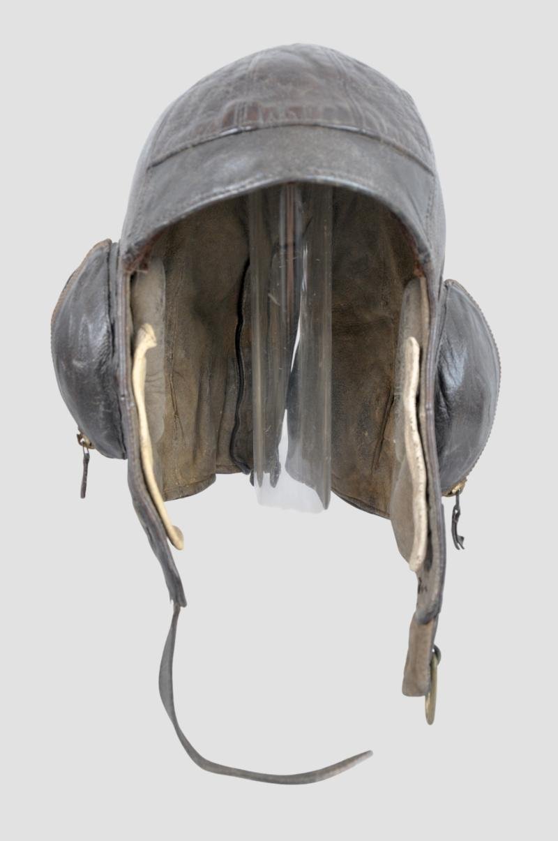 WW2 British RAF B Type Flying Helmet 1940 - With Cheek Protectors & Rubber Earcups — image 2