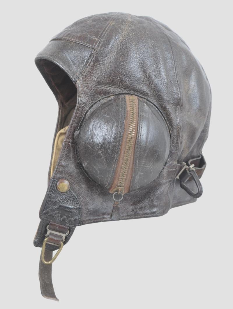 WW2 British RAF B Type Flying Helmet 1940 - With Cheek Protectors & Rubber Earcups — image 3