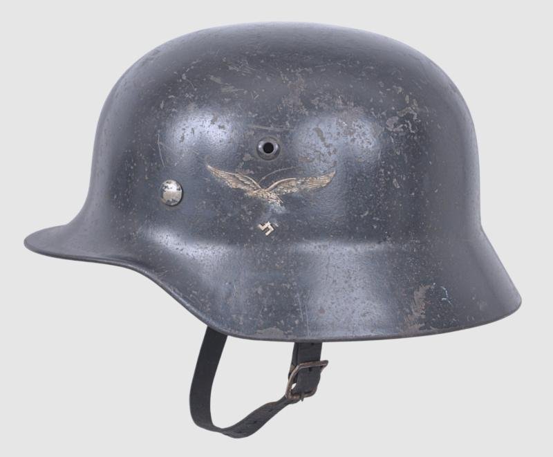 WW2 German M35 Double Decal Helmet- Unit Marked To A Luftwaffe Signals Regiment — image 2