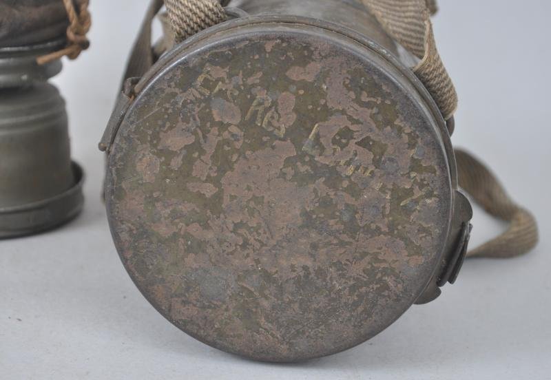 WW1 German Gas Mask Named 'Busch' Complete With Original Carrying Straps & Schnappdeckel Smoke/Arsenic Filter — image 5