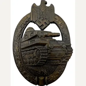 Panzer Assault Badge in bronze by Adolf Scholze, Gablonz.
