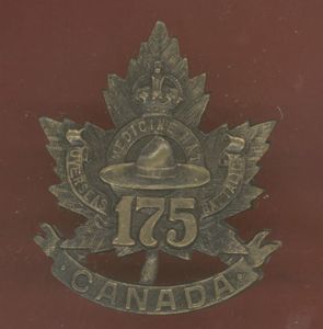 Canadian 175th Medicine Hat, Alberta Bn. WW1 CEF cap badge