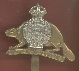 Canadian 22nd Regiment Canadien Francais cap badge