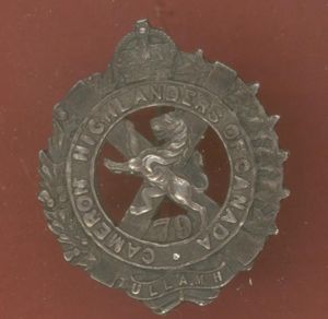 Canadian Militia 79th Cameron Highlanders of Canada silver sweetheart badge