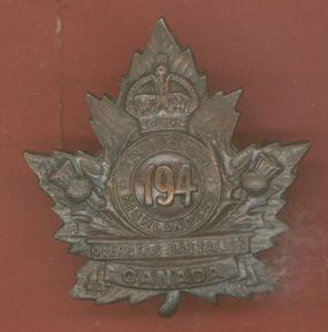 Canadian 194th Battalion, The Edmonton Highlanders WW1 CEF Cap Badge