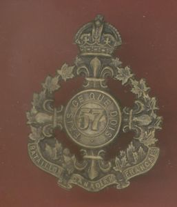 Canadian 57th Quebec City Battalion WW1 CEF cap badge