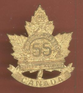 Canadian 55th New Brunswick & P.E.I. Battalion WW1 CEF cap …