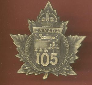 Canadian 105th Prince Edward Island Highlanders Bn. CEF WW1 cap …