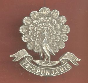 Indian Army. 72nd Punjabis Officer's HM silver pagri badge