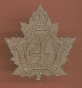 Canadian 4th Pioneer Bn. WW1 CEF cap badge
