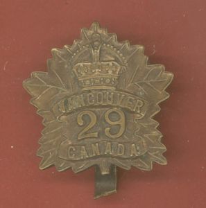 Canadian 29th Vancouver Tobin's Tigers Bn. WW1 CEF cap badge