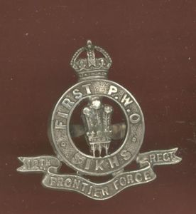 Indian Army 1st P.W.O. Sikhs 12th F.F. Regt. Officer's cap …