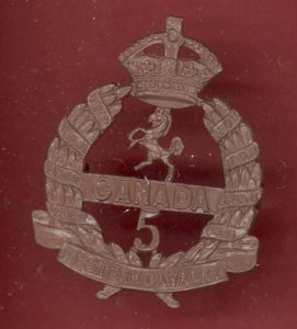 Canadian 5th Western Cavalry Bn. WW1 CEF cap badge