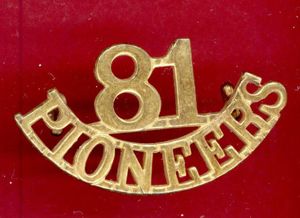 Indian Army 81st Pioneer Regt. WW1 Officer's shoulder title