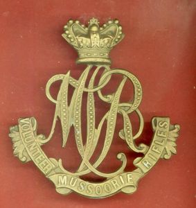 Indian Army. Mussoorie Volunteer Rifles Victorian helmet plate.