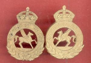 Canadian Militia 27th Light Horse collar badges