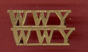 W.W.Y. Q.O.Warwickshire & Worcestershire Yeomanry shoulder titles