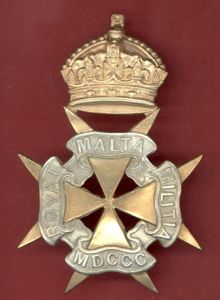 Royal Malta Militia Victorian OR's helmet plate