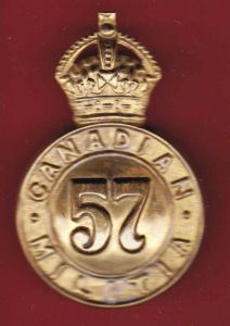 Canadian Militia 57th Peterborough Rangers helmet plate