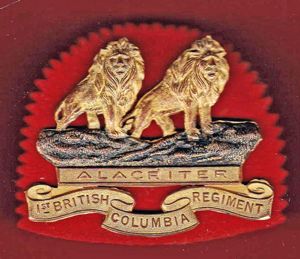Canadian 1st British Columbia Regiment Officer's cap badge