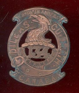 Canadian 134th (48th Toronto Highlanders ) Bn. WW1 CEF glengarry …