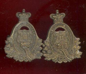 Canadian 253rd (Queen's University Highland) Bn. WW1 CEF collar badges